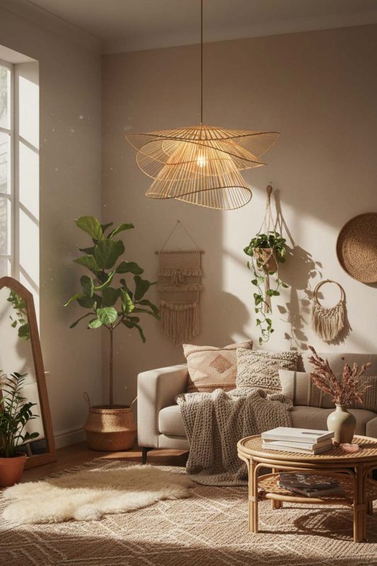 Boho Bamboo 3 Tier Pendant Light - Relaxed & Stylish