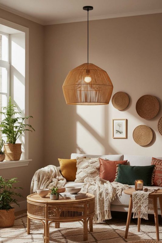 Boho Bamboo Cage Pendant Light B - Vibrant & Creative