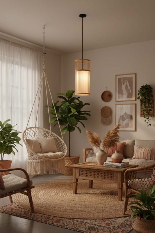 Boho Bamboo Cylinder Pendant Light - Vibrant & Creative
