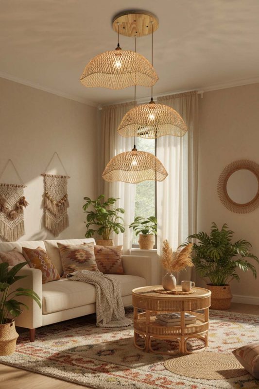 Boho Bamboo Dome Pendant Light - Artistic & Unique