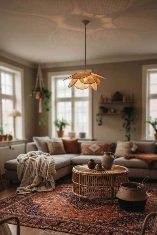 Boho Bamboo Petal Pendant Light - Vibrant & Creative