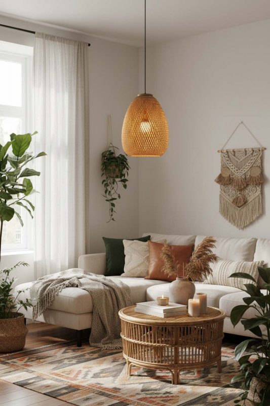 Boho Bamboo Raindrop Pendant Light - Artistic & Unique