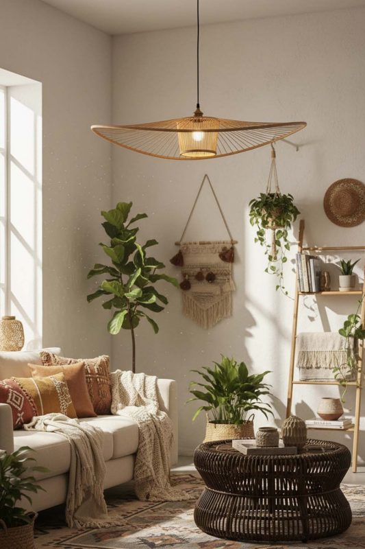 Boho Bamboo Wave Pendant Light - Artistic & Unique