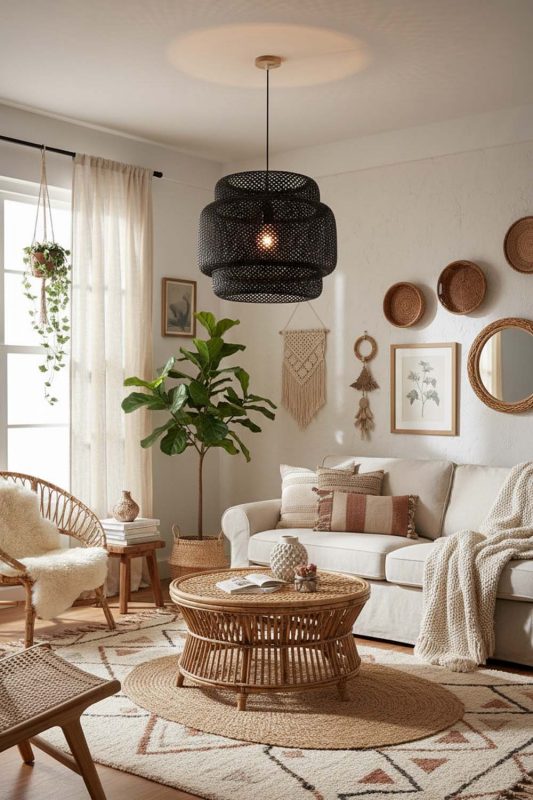 Boho Black Bamboo Sinnerlig Pendant Lamp - Vibrant & Creative