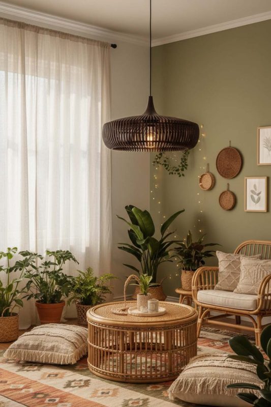 Boho Coffee Bentwood Pendant Light - Relaxed & Stylish