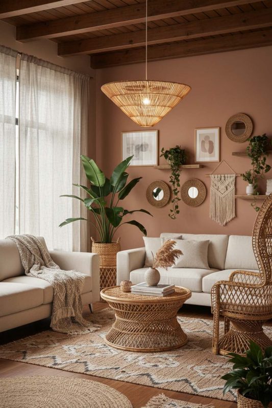 Boho Inverted Pyramid Rattan Pendant Light - Free-spirited & Cozy