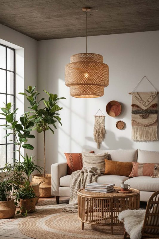 Boho Natural Bamboo Sinnerlig Pendant Lamp - Free-spirited & Cozy