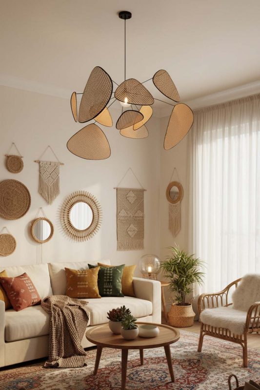 Boho Natural Rattan Petal Ceiling Light - Relaxed & Stylish