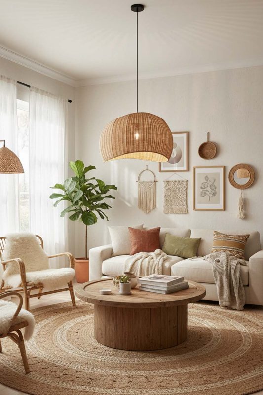 Boho Rattan Ribbon Pendant Light - Free-spirited & Cozy