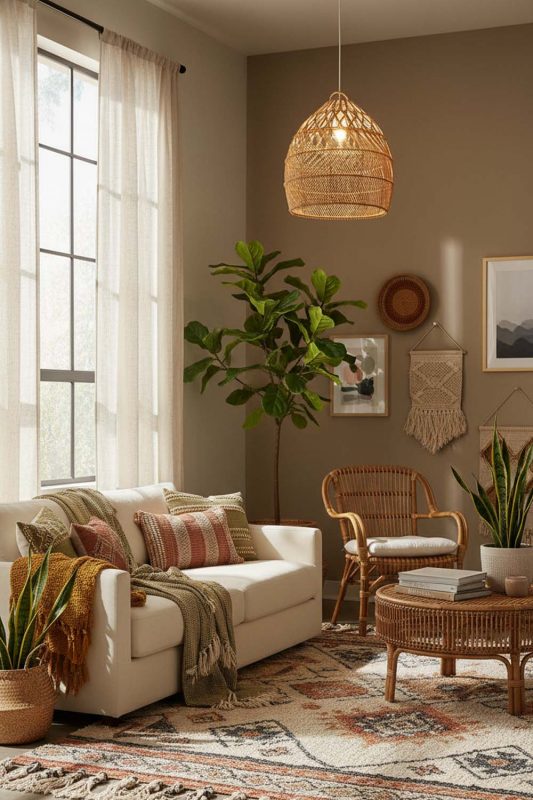 Boho Rattan Tapered Pendant Light - Vibrant & Creative