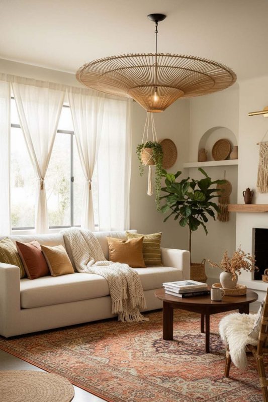 Boho Rattan Umbrella Pendant Light - Free-spirited & Cozy