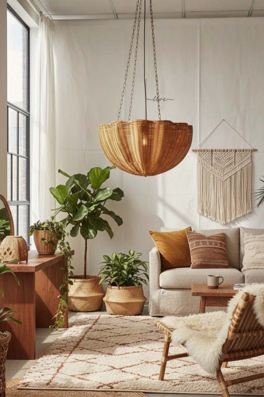 Boho Scalloped Rattan Pendant Light - Free-spirited & Cozy
