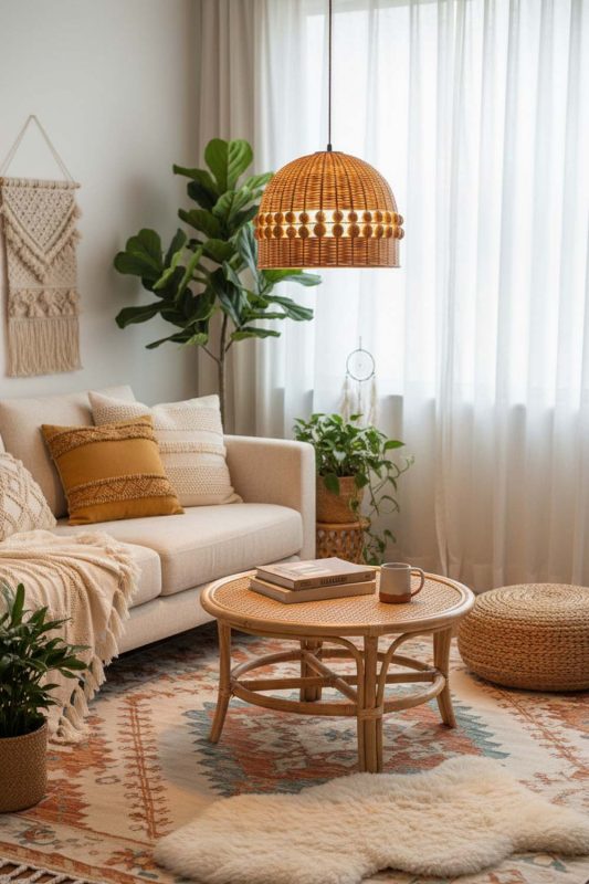 Boho Small Bamboo Bell Pendant Light - Relaxed & Stylish