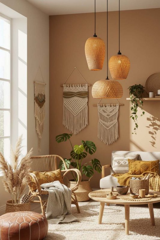 Boho Small Bamboo Cluster Pendant Light - Relaxed & Stylish