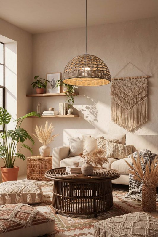 Boho Small Rattan Dome Pendant - Relaxed & Stylish