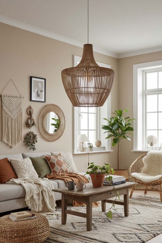 Boho Special Geometric Bamboo Pendant Light - Vibrant & Creative