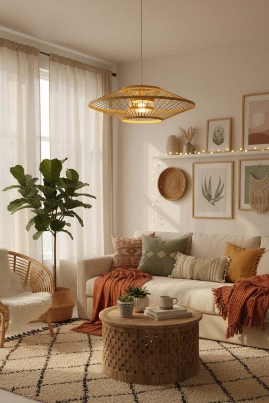 Boho Ufo Suspension Bamboo Light - Relaxed & Stylish