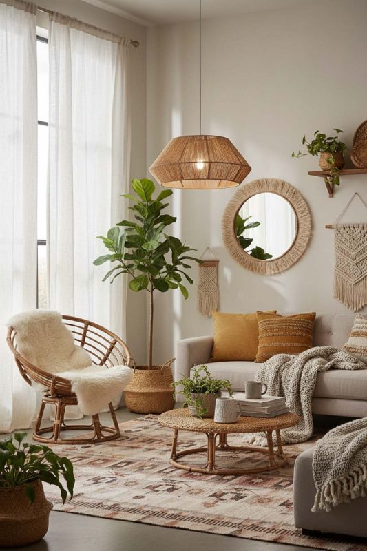 Boho Vintage Hemp Rope Pendant Light - Artistic & Unique