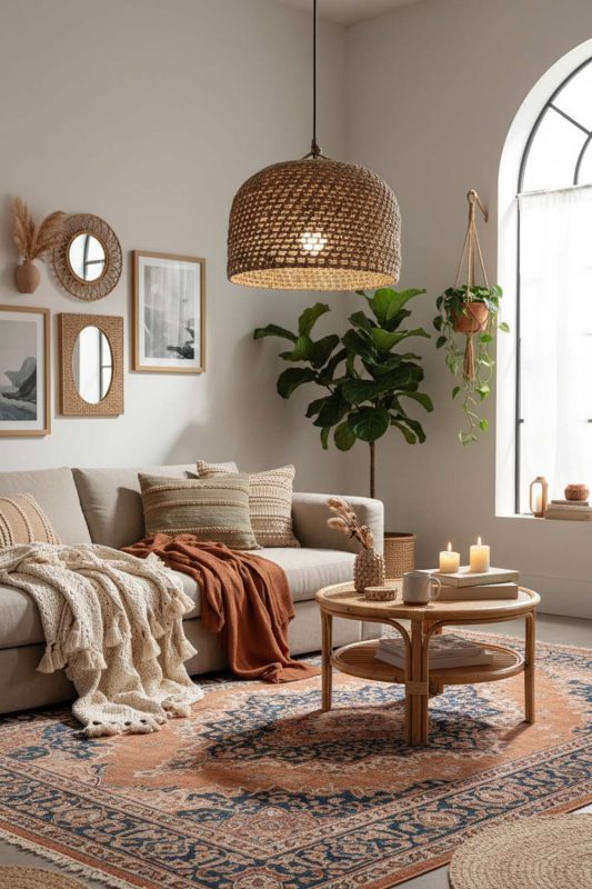 Boho Vintage Hemp Rope Pendant Light - Warm & Textured