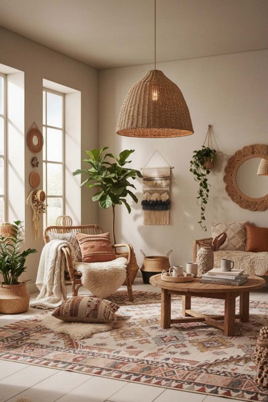 Boho Wicker Bell Pendant Light - Relaxed & Stylish