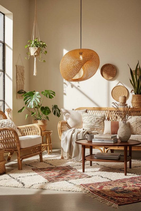 Boho Wicker Bird Nest Pendant Light B - Free-spirited & Cozy