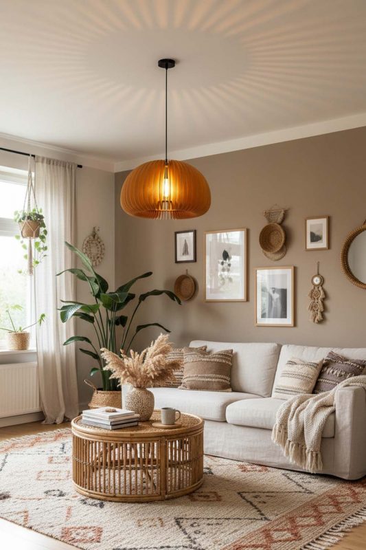 Boho Wood Slat Pendant Light - Artistic & Unique