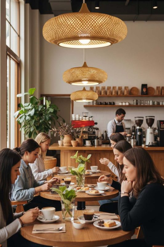 Cafe Bamboo Wood Pendant Light - Aesthetic & Trendy