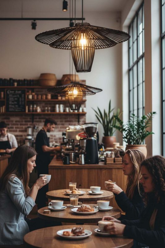 Cafe Black Bamboo Starburst Pendant Light - Cozy Coffee Vibes