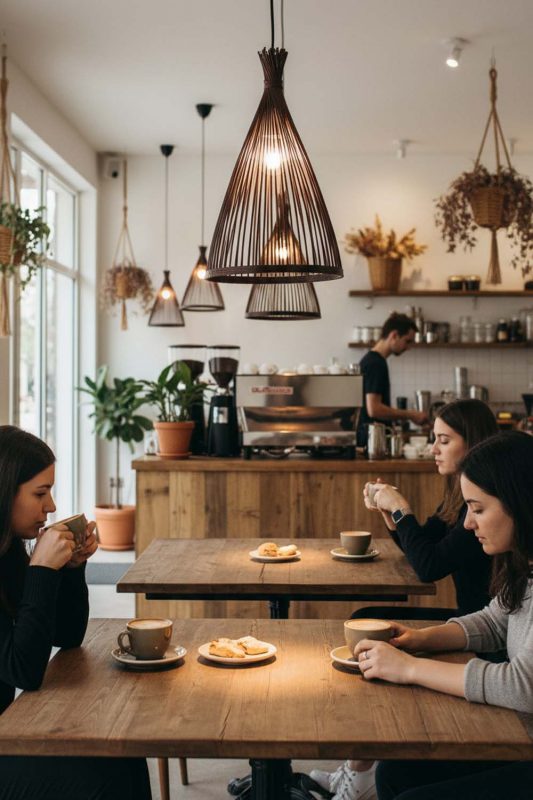 Cafe Black Bamboo Tapered Pendant Light - Warm & Instagrammable