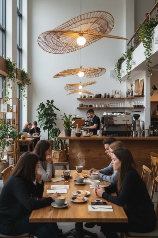 Cafe Double Wing Wicker Pendant - Cozy Coffee Vibes
