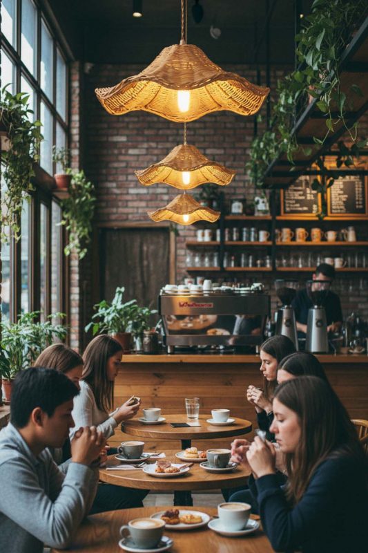 Cafe Floral Rattan Pendant Light - Artistic & Unique