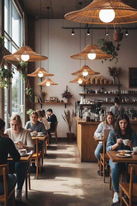 Cafe Loft Rattan Pendant Light - Cozy Coffee Vibes