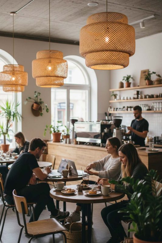 Cafe Natural Bamboo Sinnerlig Pendant Lamp - Cozy Coffee Vibes