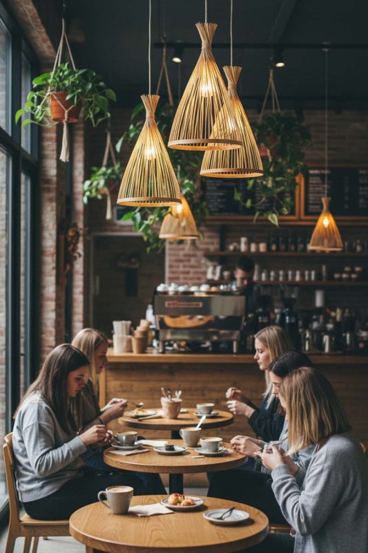 Cafe Natural Bamboo Tapered Pendant Light - Relaxing Hangout Spot