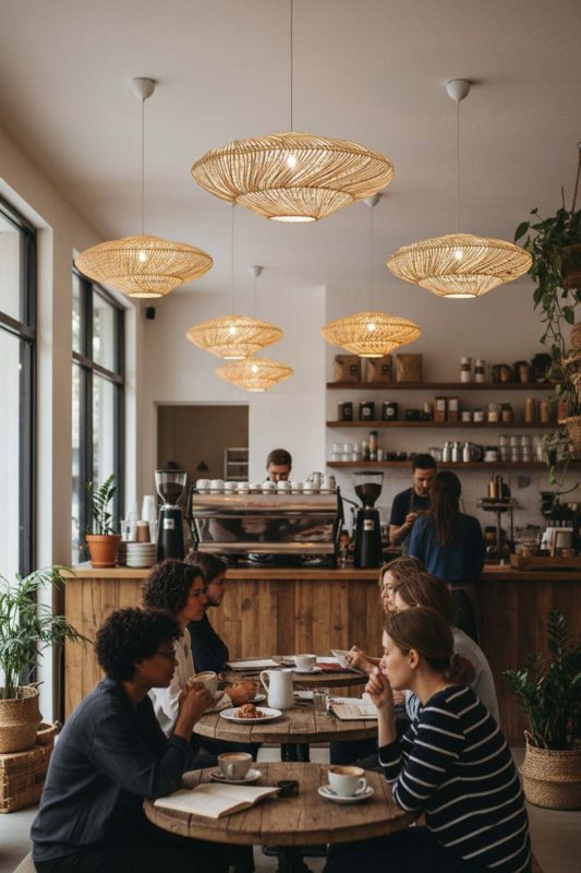 Cafe Natural Ufo Shades Rattan Lamp - Relaxing Hangout Spot
