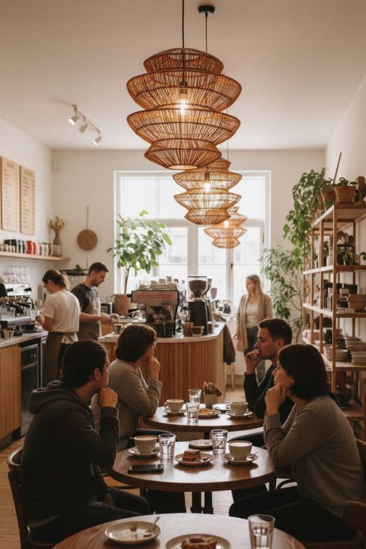 Cafe Rattan Accordion Pendant Light - Warm & Instagrammable