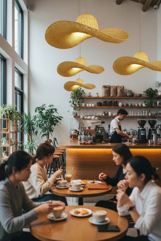 Cafe Rattan Hat Pendant Light - Cozy Coffee Vibes