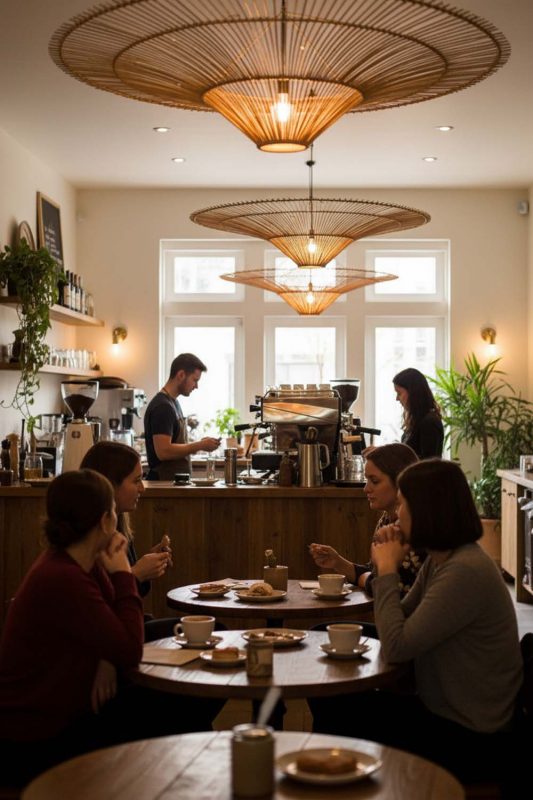 Cafe Rattan Umbrella Pendant Light - Cozy Coffee Vibes