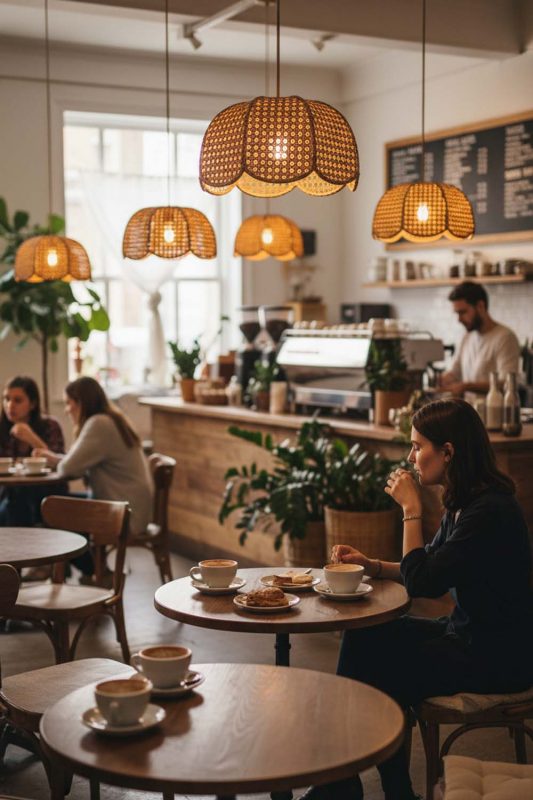 Cafe Scalloped Wicker Lampshade - Aesthetic & Trendy