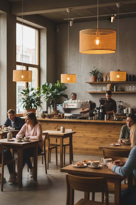 Cafe Small Rattan Drum Pendant Light - Cozy Coffee Vibes