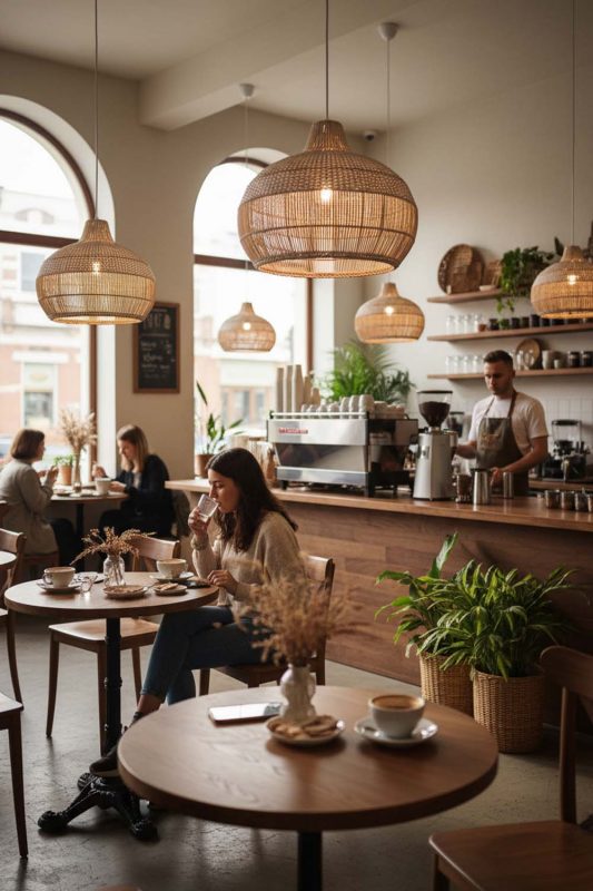 Cafe White Wicker Pendant Light - Relaxing Hangout Spot