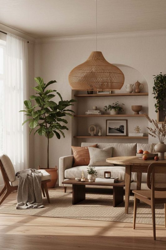 Cozy Beige Kloe Rattan Pendant Light - Comfort First