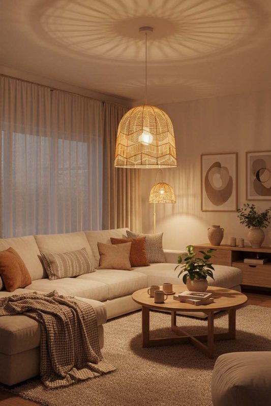 Cozy Beige Rattan Birdcage Pendant Light - Comfort First