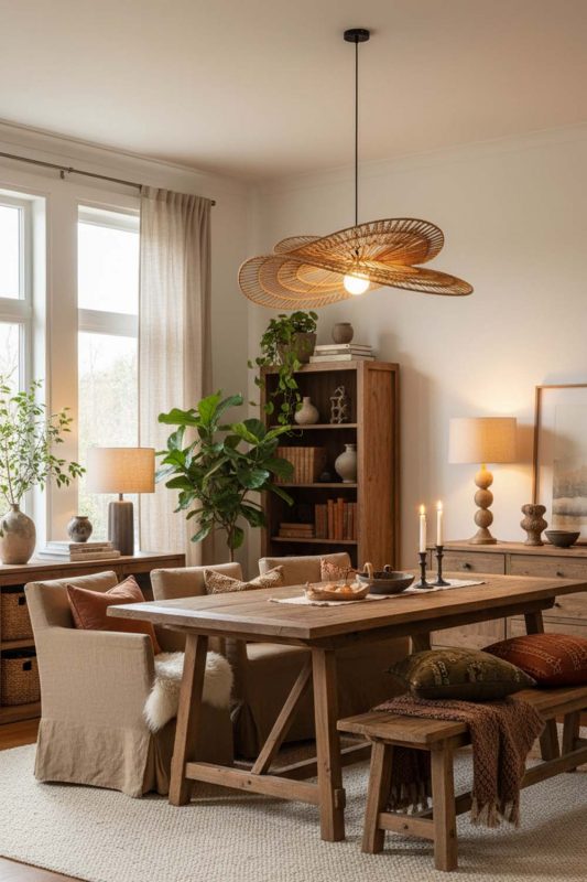 Cozy Double Wing Wicker Pendant - Warm & Inviting