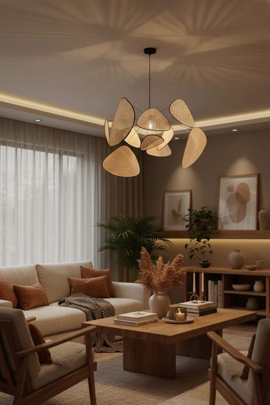 Cozy Natural Rattan Petal Ceiling Light - Hygge Vibes