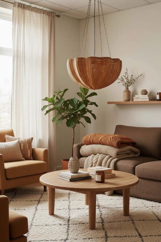 Cozy Scalloped Rattan Pendant Light - Warm & Inviting