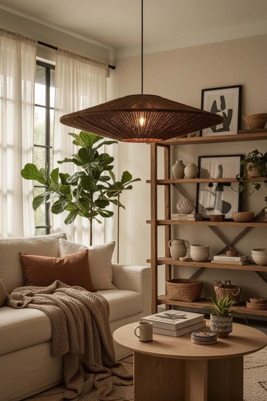 Cozy Ufo Jute Rope Pendant Light - Peaceful Living