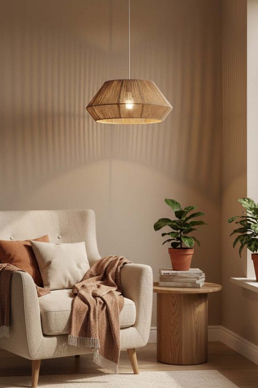 Cozy Vintage Jute Rope Pendant Light - Soft & Relaxing