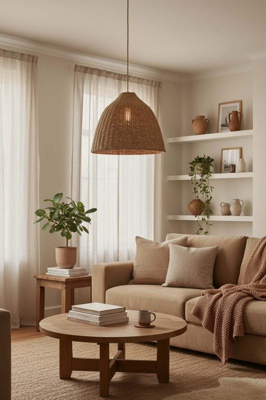 Cozy Wicker Bell Pendant Light - Hygge Vibes