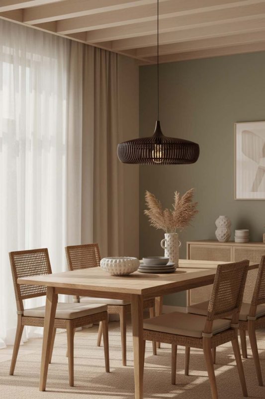 Dining Room Coffee Bentwood Pendant Light - Intimate & Stylish